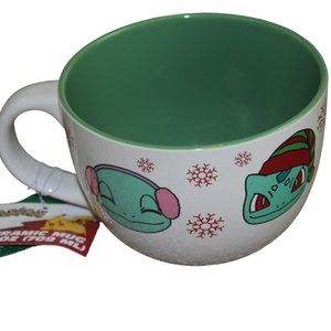 Sleigh Bell Bistro Pokemon Oversized Mug Holiday Christmas White Green 24oz NWT
